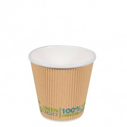 8oz Ripple Brown Coffee Cup (25) COMPOSTABLE
